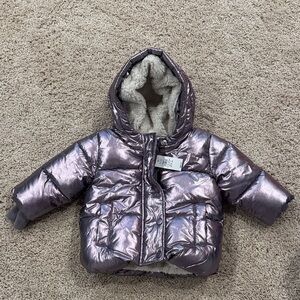 GAP Baby Sherpa-Lined Jacket in Cream and Metallic